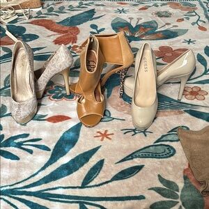 Leopard Print, 2 Grey Heels Bundle